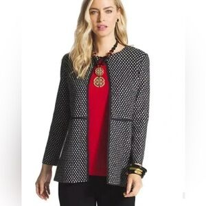 Chico's Travelers Collection Lovely Lisa Dot Print Jacket Large Black White